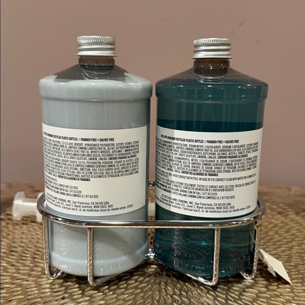 Williams Sonoma Fleur De Sel Hand Soap and Lotion Set with Silver Caddy - Picture 3 of 6